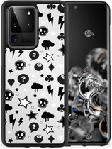 Silicone Back Cover Geschikt voor Samsung Galaxy S20 Ultra Telefoonhoesje met Zwarte rand Silver Punk