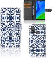 Telefoon Hoesje Huawei P Smart 2020 Book Case Flower Blue