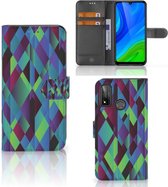 Bookcase Huawei P Smart 2020 Hoesje Abstract Green Blue