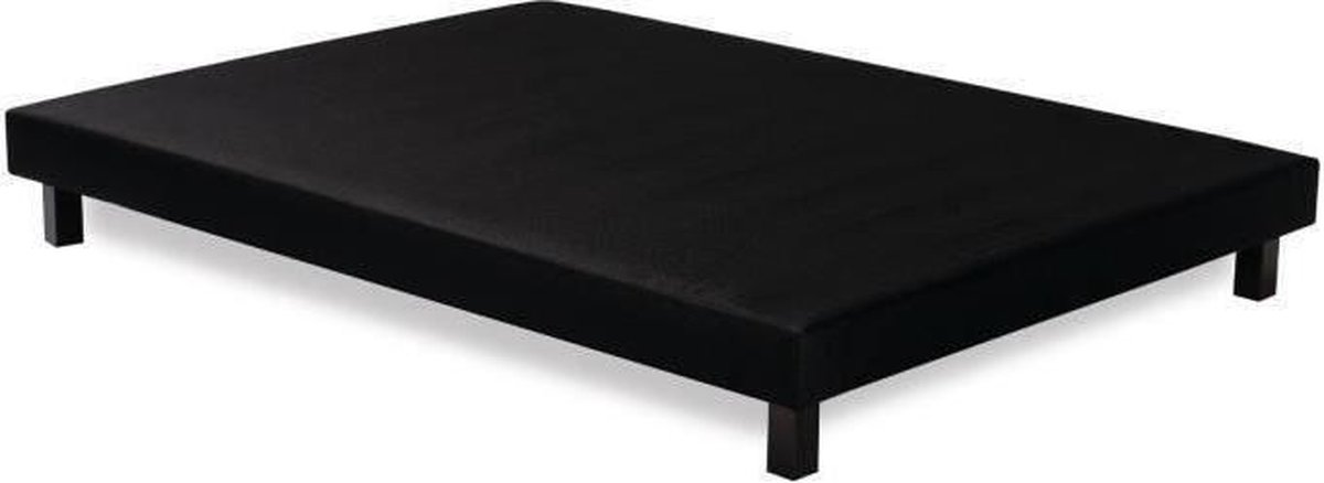 140 x 190 boxspring met lattenbodem - massief zwart hout + pootjes - DEKO DREAM Rakenne