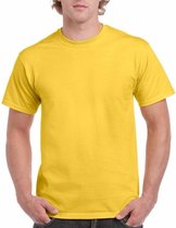 Set van 2x stuks gele katoenen t-shirts voor heren 100% katoen - zware 200 grams kwaliteit - Basic shirts, maat: 2XL (44/56)