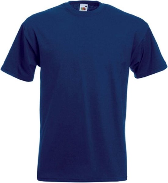 Donkerblauw katoenen t-shirt met korte mouwen, voorkant.