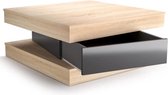 FIXY Vierkante salontafel in eigentijdse stijl met eiken en glanzend grijs decor - L 80 x B 80 cm