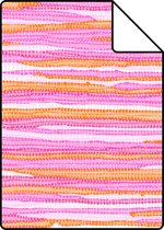 Proefstaal ESTAhome behang geweven motief roze en oranje - 148620 - 26,5 x 21 cm