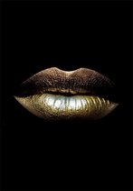 Gold Lips A1 zwart goud poster