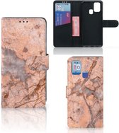 Wallet Book Case Samsung Galaxy M31 Telefoon Hoesje Marmer Oranje