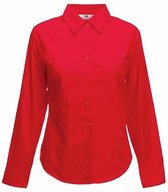 Fruit Of The Loom Vrouwen Dames-Fit poplin Overhemd Lange Mouwen (Rood)