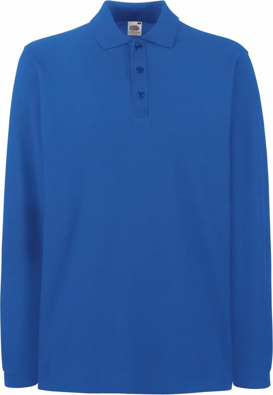 Fruit Of The Loom Heren Premium Poloshirt Met Lange Mouwen (Royaal Blauw)