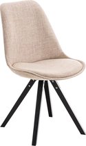 Clp Pegleg Bezoekersstoel - Stof - Vierkant - Crème - Houten onderstel - Kleur zwart - Vierkant frame