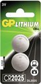 GP Batteries Lithium Cell CR2025, Batterie à usage unique, CR2025, Lithium, 3 V, 2 pièce(s), Acier inoxydable