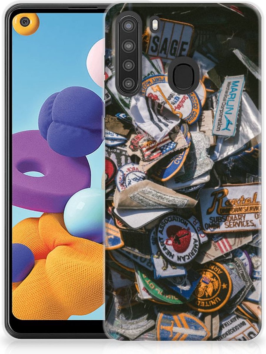 Samsung Galaxy A21 Siliconen Hoesje met foto Badges
