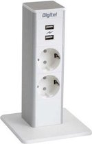 Stroom en signaalzuil Bravour® Power Tower 2 - Wit - 2x Power | 2x USB Charger