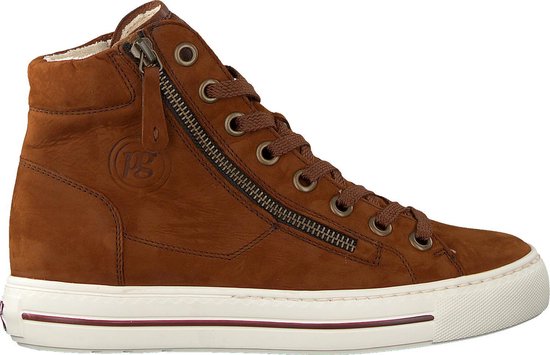 Paul Green Dames Hoge sneakers 4024 - Cognac - Maat 41 | bol.com