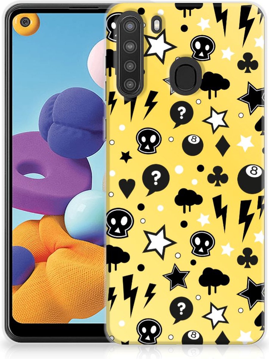 Silicone Back Case Samsung Galaxy A21 Punk Geel
