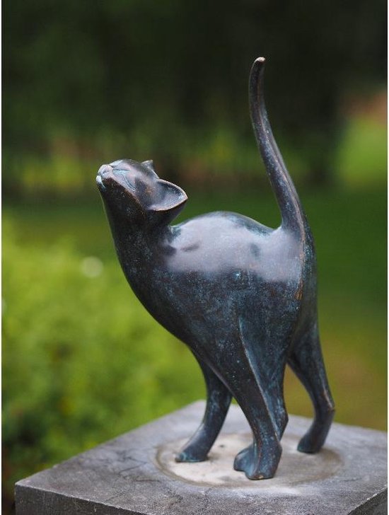 Tuinbeeld - bronzen beeld - Moderne kat - Bronzartes - 31 cm hoog