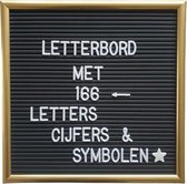 Letterbord goud-zwart - 25 x 25 cm - 166 letterbordletters, cijfers & symbolen