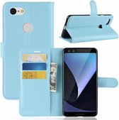 Litchi Texture horizontale flip lederen tas voor Google Pixel 3, met portemonnee en houder en kaartsleuven (blauw)