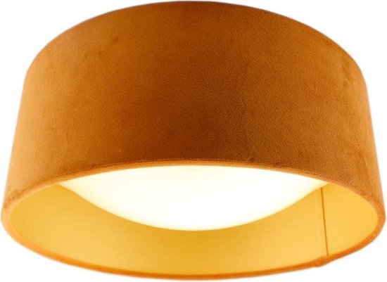 Olucia Dewy - Moderne Plafondlamp - Stof - Oranje;Goud - Rond - 29 cm