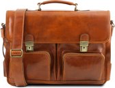 Tuscany Leather - Leren 2-vaks aktetas 'Ventimiglia' - Honing - TL141449