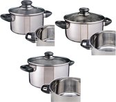 Set van 3 stuks RVS kookpannetjes / pannen met glazen deksels pannenset 16, 20 en 24  cm - kookpannen - Koken - Keukengerei