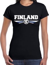 Finland landen / voetbal t-shirt zwart dames XS