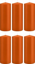 6x Oranje cilinderkaarsen/stompkaarsen 8 x 20 cm 119 branduren - Geurloze kaarsen oranje - Woondecoraties