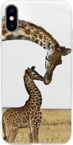 ADEL Siliconen Back Cover Softcase Hoesje Geschikt voor iPhone XS Max - Giraffe Familie