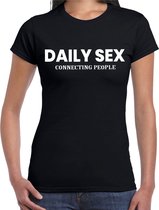 Daily sex connecting people fun t-shirt zwart voor dames 2XL