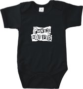 Go Mama® Baby Cadeau - Zwangerschap aankondiging - Baby Pyjama - Rompertjes Baby met Tekst - Babyshower - Punk's Not Fed - Zwart - Maat 74/80 - Korte mouw