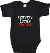 Rompertjes baby met tekst - Mommy's little stalker - Romper zwart - Maat 74/80