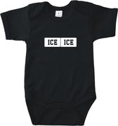 Rompertjes baby met tekst - Ice ice Baby - Romper zwart - Maat 74/80