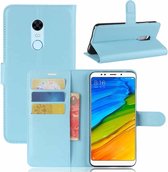 Voor xiaomi redmi 5 plus litchi textuur horizontale flip lederen tas met houder & kaartsleuven & portemonnee (blauw)