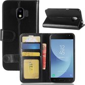 PU + TPU Crazy Horse Texture horizontale flip lederen case voor Galaxy J2 Pro (2018), met portemonnee en houder en kaartsleuven (zwart)