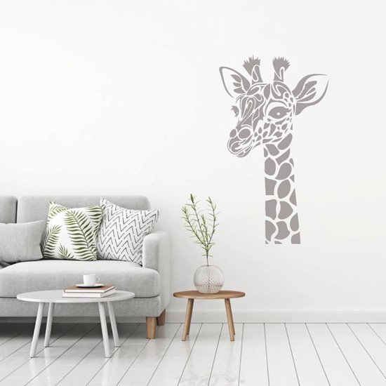 Muursticker Giraffe - Zilver - 46 x 80 cm - baby en kinderkamer - muursticker dieren alle muurstickers baby en kinderkamer woonkamer