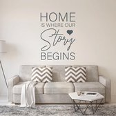 Muursticker Home Is Where Our Story Begins - Donkergrijs - 44 x 60 cm - alle muurstickers woonkamer