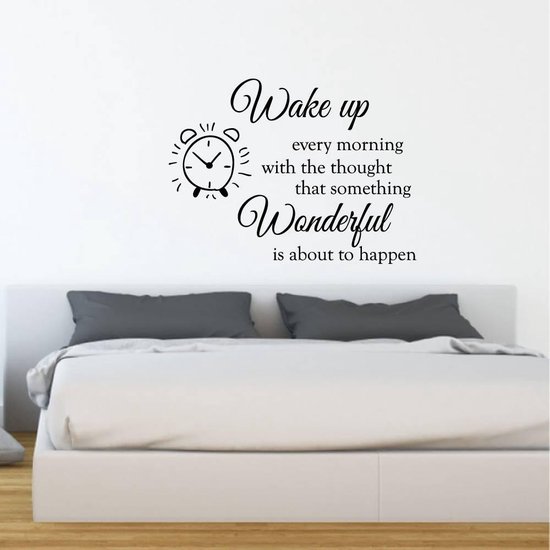 Muursticker Wake Up Wonderful - Zwart - 60 x - slaapkamer engelse |