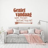 Muursticker Geniet Vandaag Want Morgen Bestaat Nog Niet -  Bruin -  60 x 50 cm  -  woonkamer  nederlandse teksten - Muursticker4Sale