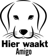 Hier Waakt Met Naam - Default -  - raam en deurstickers - honden  alle muurstickers  dieren raam en deurstickers - Muursticker4Sale