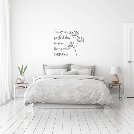 Muursticker Today Is A Prefect Day - Zwart - 60 x 54 cm - Muursticker4Sale