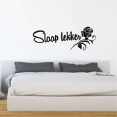 Muursticker Slaap Lekker Met Roos - Lichtbruin - 160 x 58 cm - slaapkamer alle
