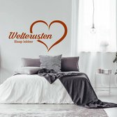 Muursticker Welterusten Slaap Lekker In Hart -  Bruin -  80 x 43 cm  -  slaapkamer  nederlandse teksten  alle - Muursticker4Sale