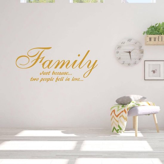 Muursticker Family - Goud - 80 x 35 cm - taal - engelse teksten woonkamer slaapkamer alle