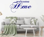 Muursticker Welcome Home Met Hartje -  Donkerblauw -  160 x 85 cm  -  woonkamer  engelse teksten  alle - Muursticker4Sale