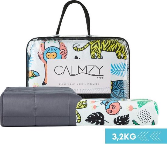 Calmzy Kids Verzwaringsdeken Bundel 3,2 kg - Happy Jungle - Verzwaringsdeken & Duvet Cover - 100 x 150 cm