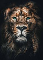 Lion sur toile | Debout 60 x 90 cm | Peintures animalières | Décoration murale de qualité | Lion sur Canvasdoek