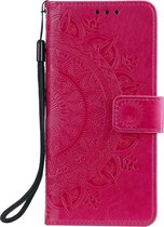 Shop4 - Samsung Galaxy A41 Hoesje - Wallet Case Mandala Patroon Roze