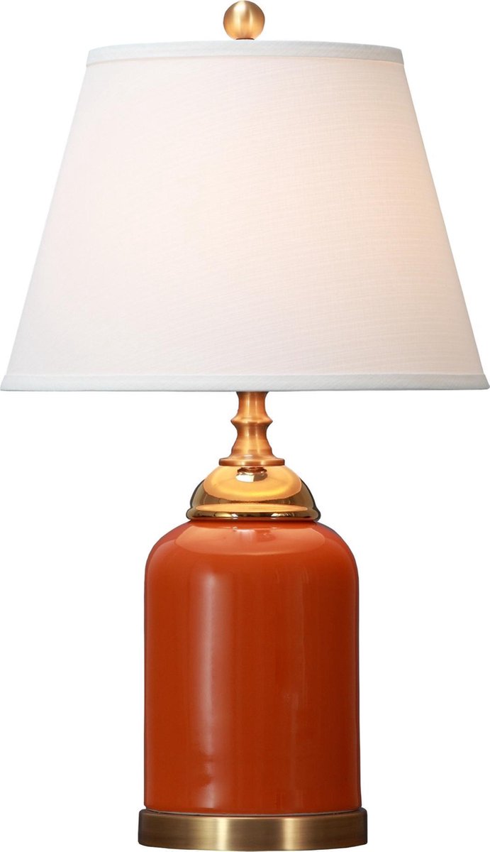 Fine Asianliving Oosterse Tafellamp Porselein Oranje met Kap
