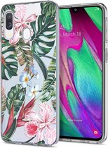 iMoshion Hoesje Siliconen Geschikt voor Samsung Galaxy A20e - iMoshion Design hoesje - Groen / Roze / Tropical Jungle