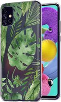 iMoshion Hoesje Geschikt voor Samsung Galaxy A51 Hoesje Siliconen - iMoshion Design hoesje - Groen / Transparant / Monstera Leaves