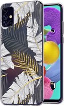 iMoshion Design voor de Samsung Galaxy A51 hoesje - Bladeren - Zwart / Goud